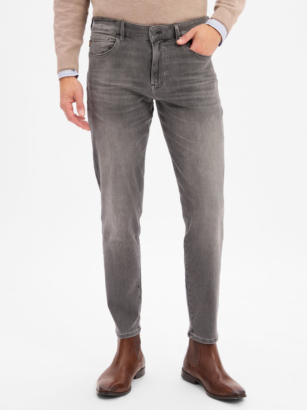 BOSS Orange Jeans Herren Baumwolle grau meliert, 34-34