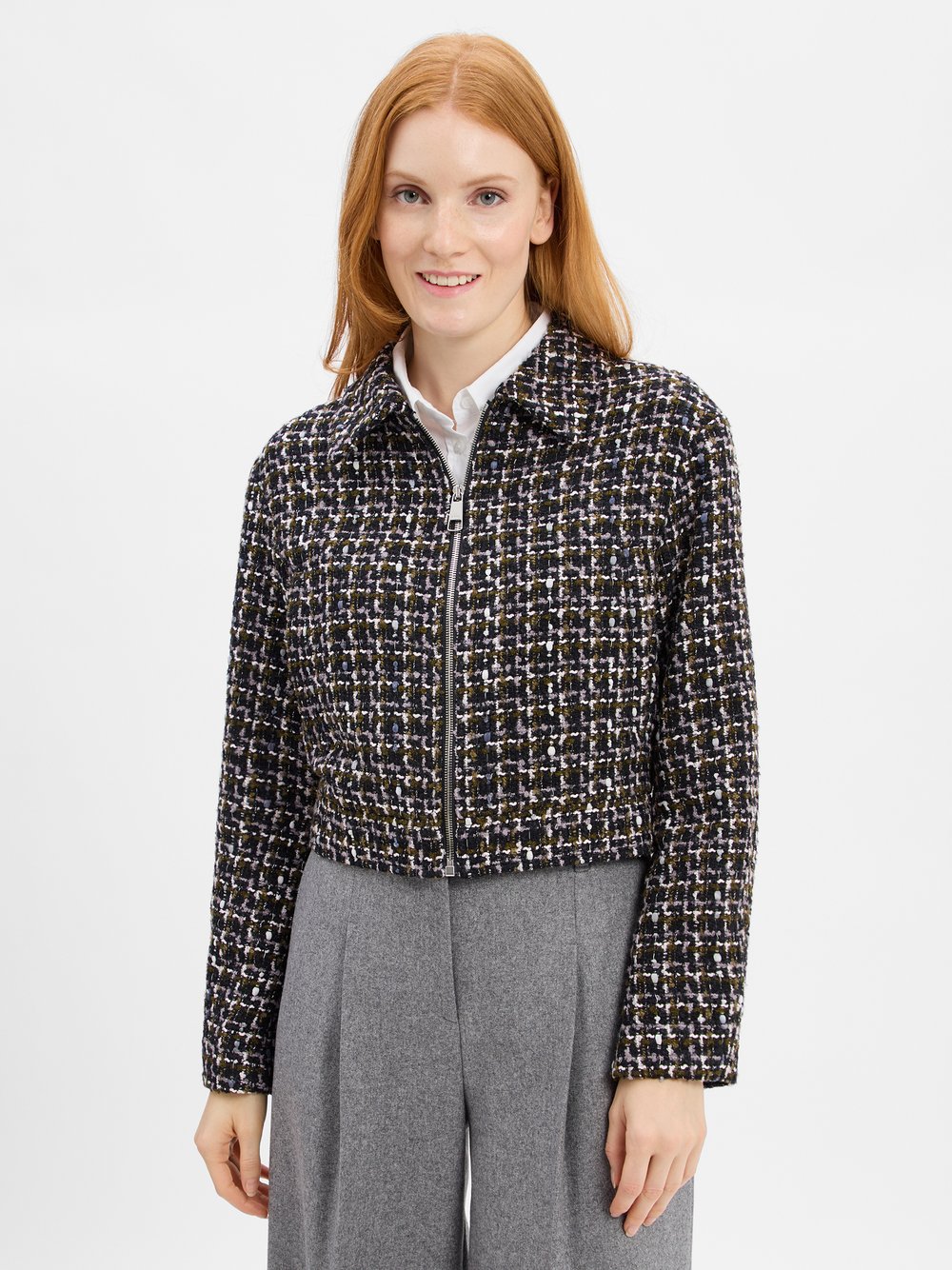 BOSS Orange Kastenjacke Damen mehrfarbig kariert, 42