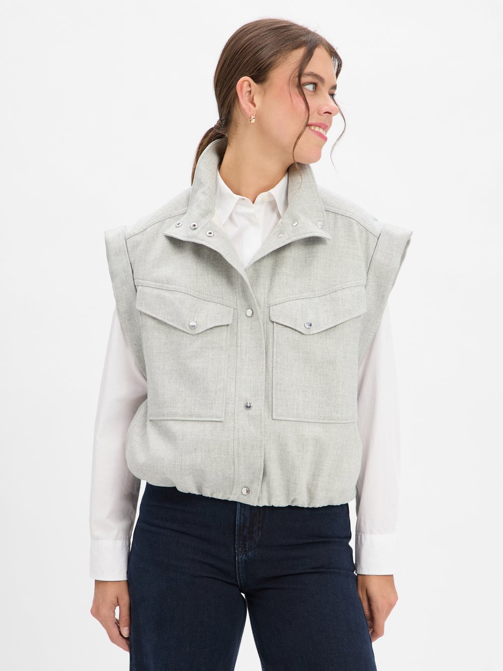 BOSS Orange Weste Damen grau meliert, 36