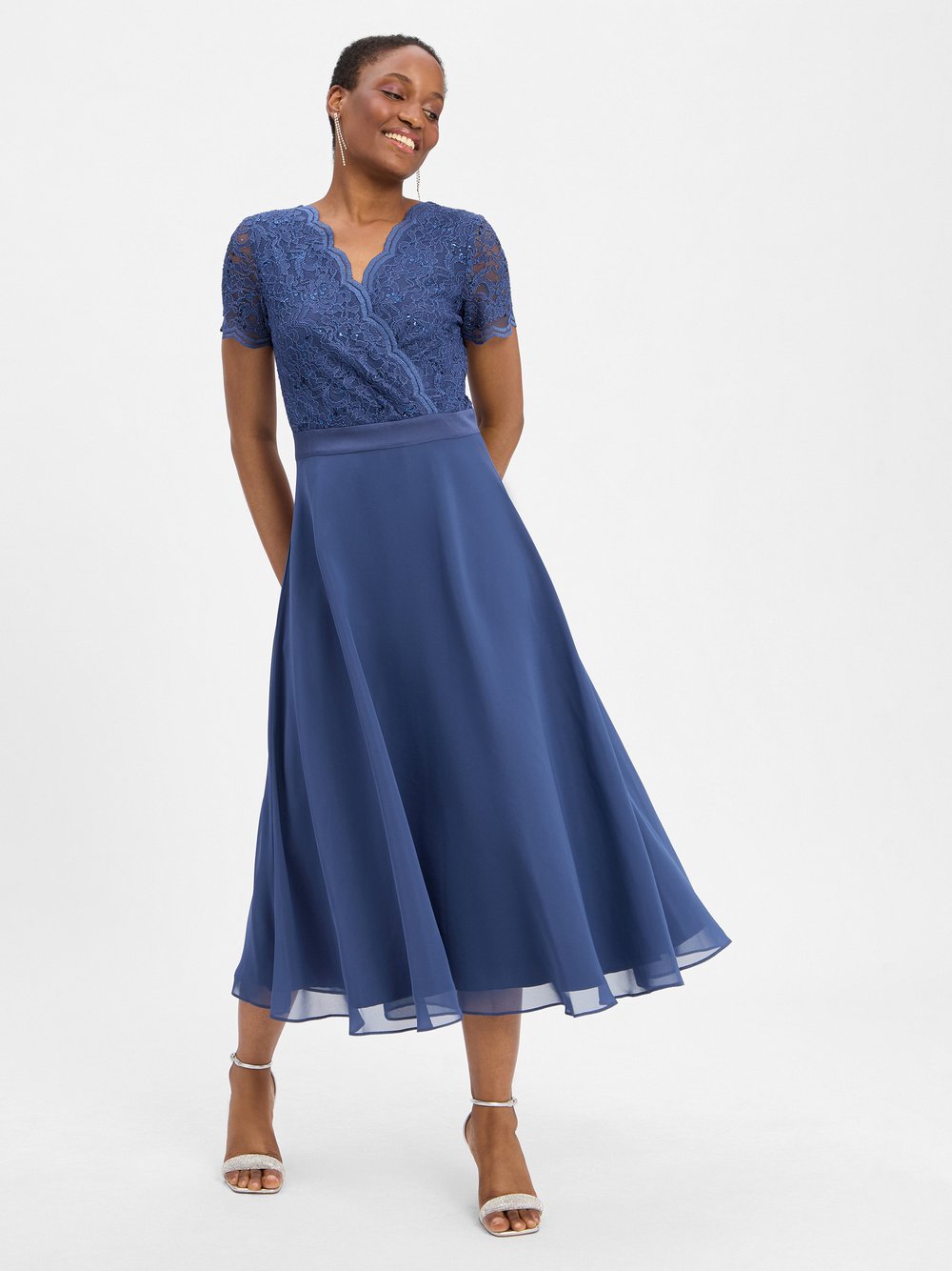 Swing Abendkleid Damen blau, 50