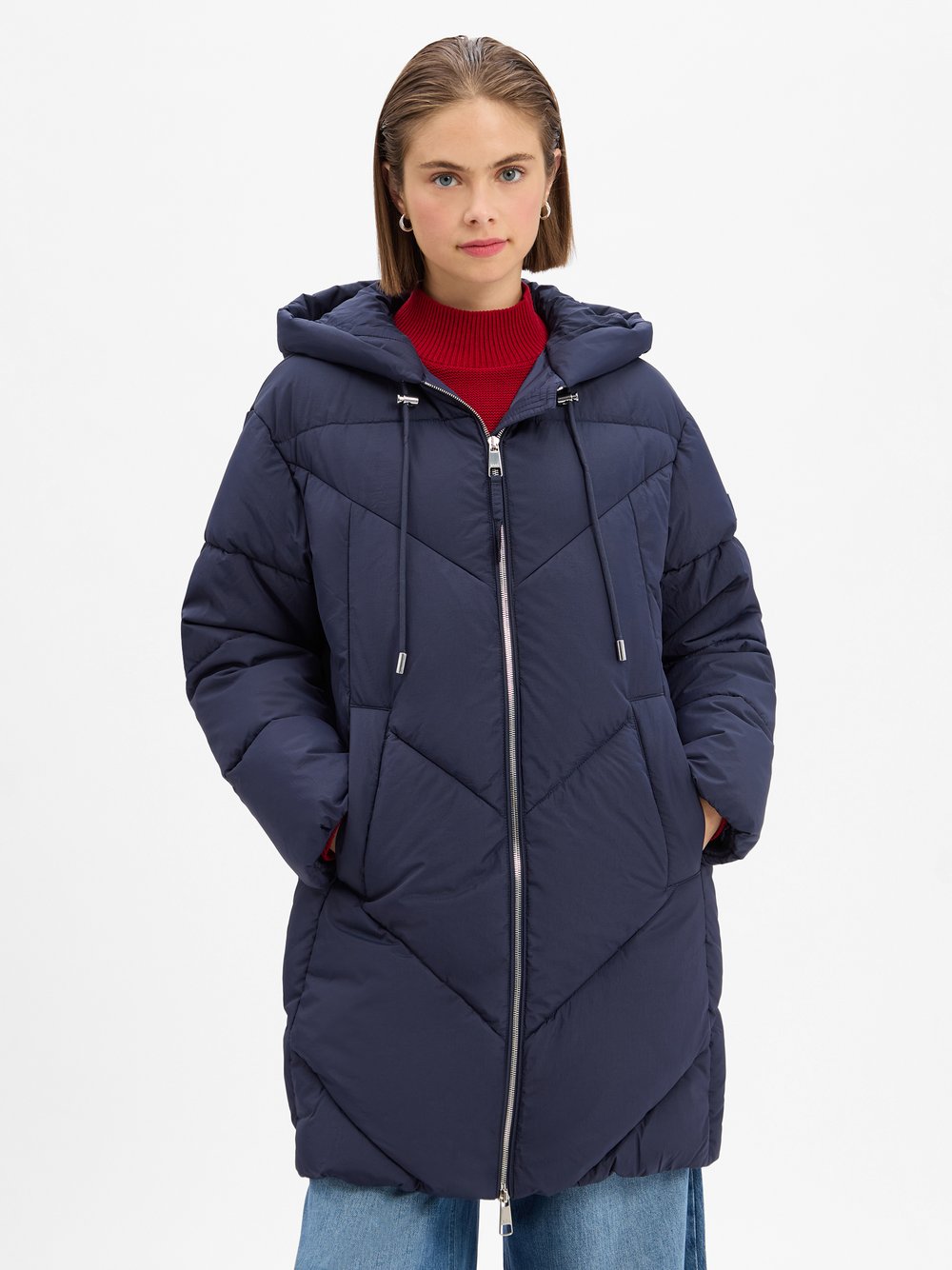 BOSS Orange Wintermantel Damen Polyamid blau, 38