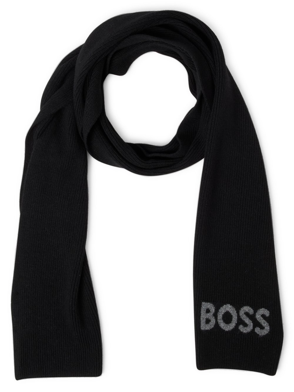 BOSS Strickschal mit Wolle Herren schwarz, ONE SIZE