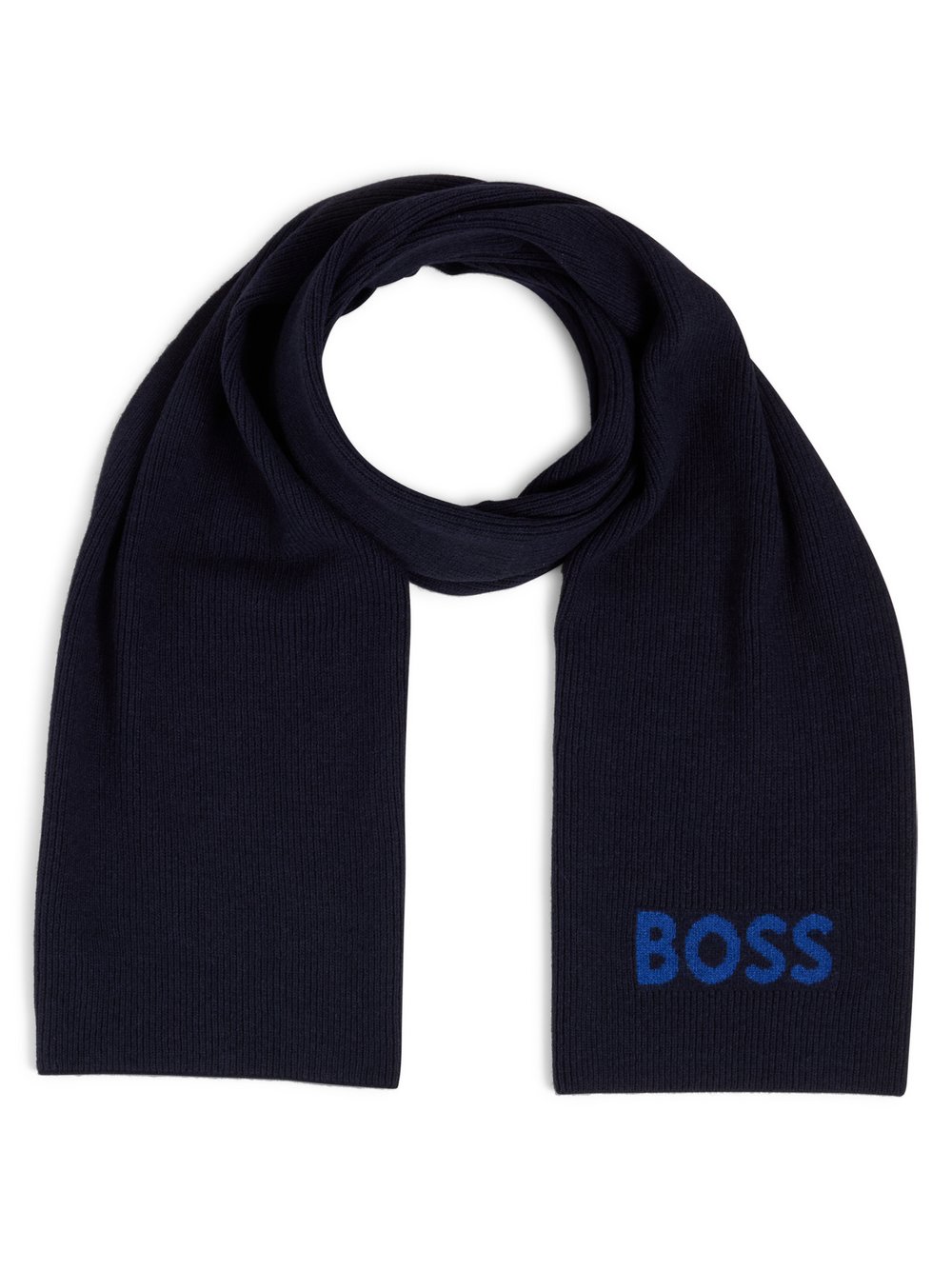 Thumbnail - BOSS Strickschal mit Wolle Herren blau, ONE SIZE