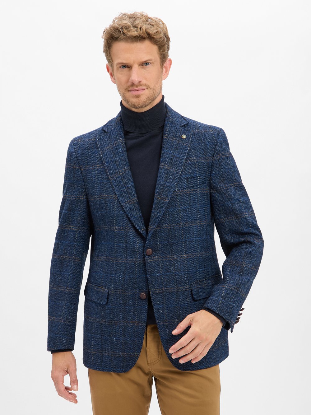 Carl Gross Schurwoll-Sakko Herren Modern Fit Schurwolle mehrfarbig kariert, 26