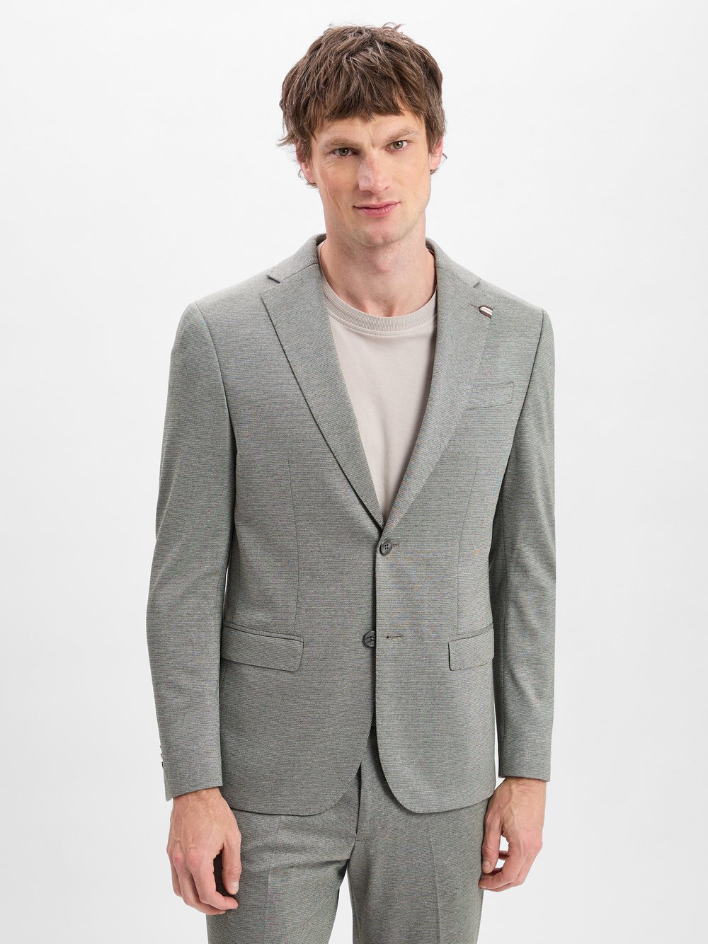 Benvenuto Baukasten-Sakko Herren Regular Fit Viskose grau meliert, 27