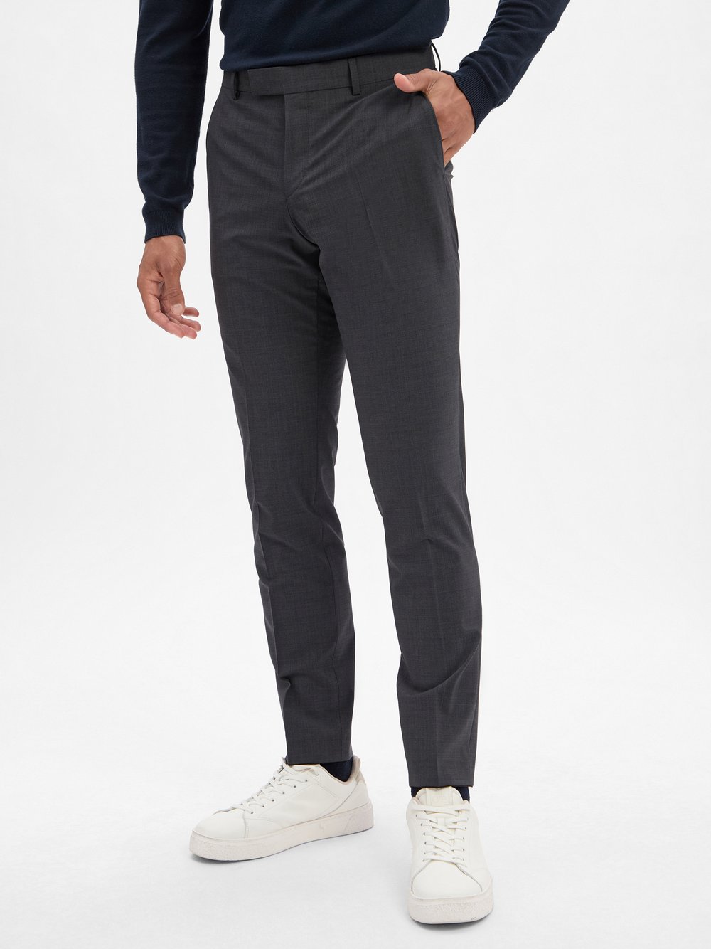 BOSS Baukasten-Schurwoll-Hose Herren Slim Fit Schurwolle grau, 52