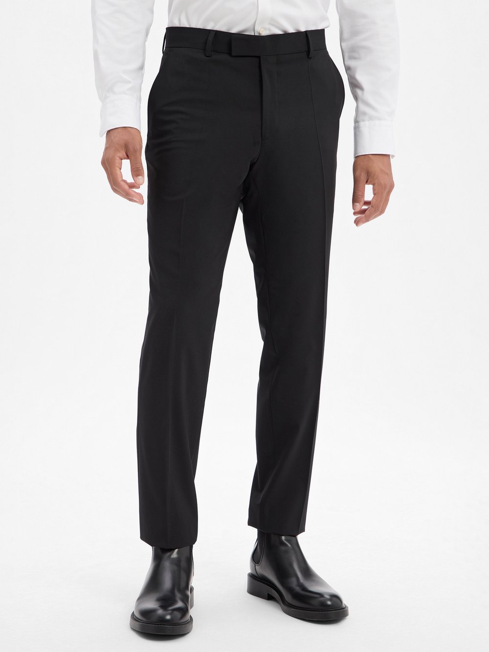 BOSS Baukasten-Schurwoll-Anzughose Herren Regular Fit Schurwolle schwarz, 58