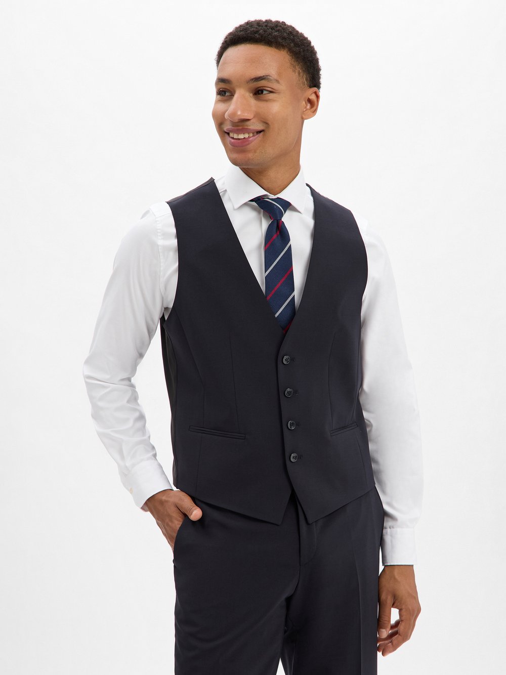 BOSS Baukasten-Schurwoll-Anzugweste Herren Regular Fit Schurwolle blau, 48