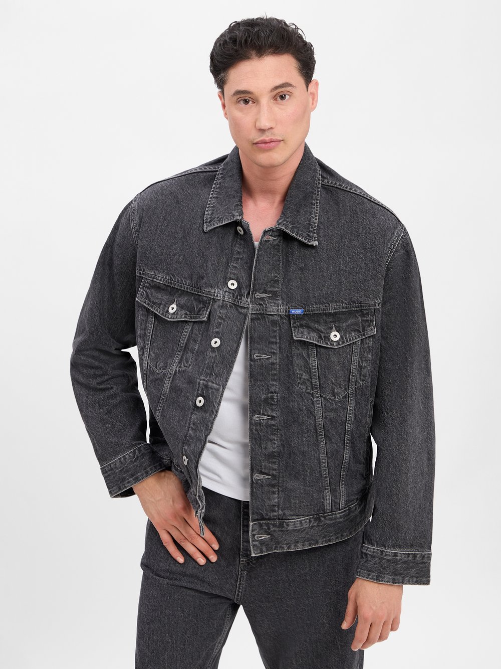 HUGO BLUE Jeansjacke Herren Baumwolle mehrfarbig, XXL