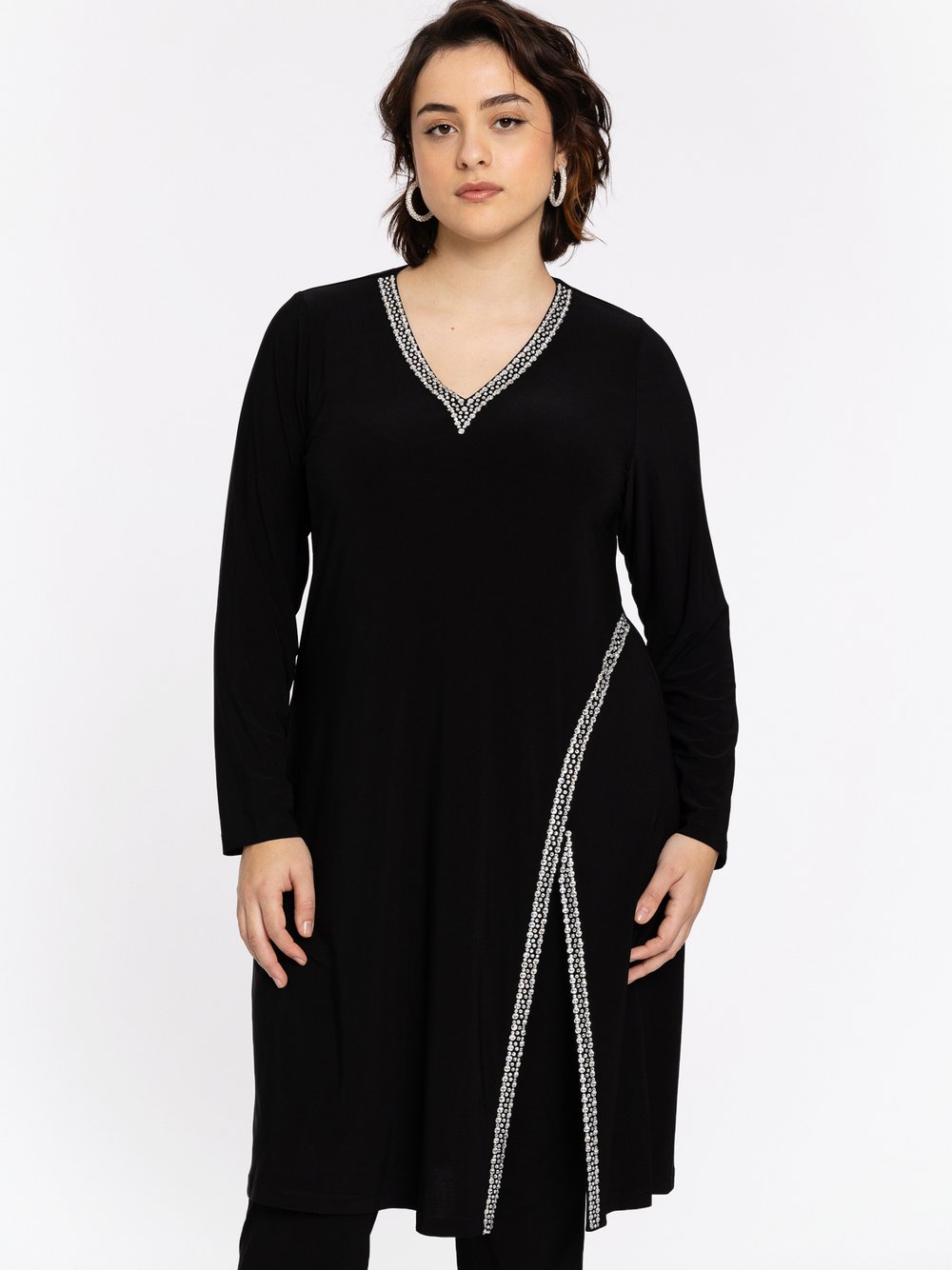 YOEK Kleid Damen schwarz strukturiert, 50-52