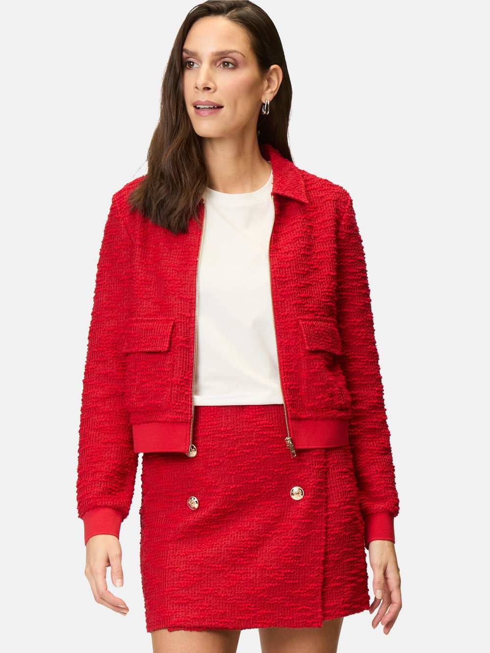 zero Bouclè-Jacke Damen rot, 44