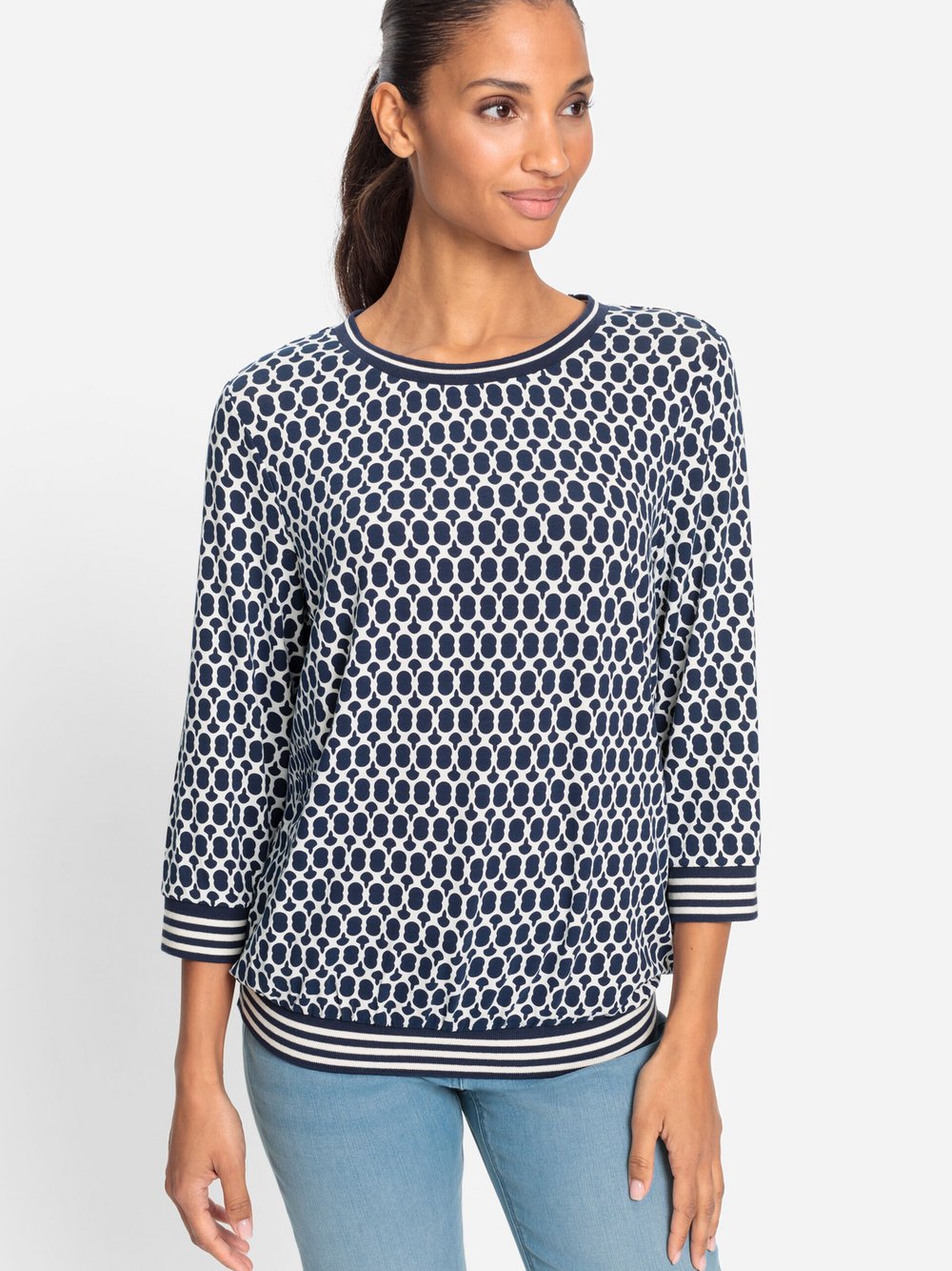 Olsen Shirt Damen Viskose blau bedruckt, 48