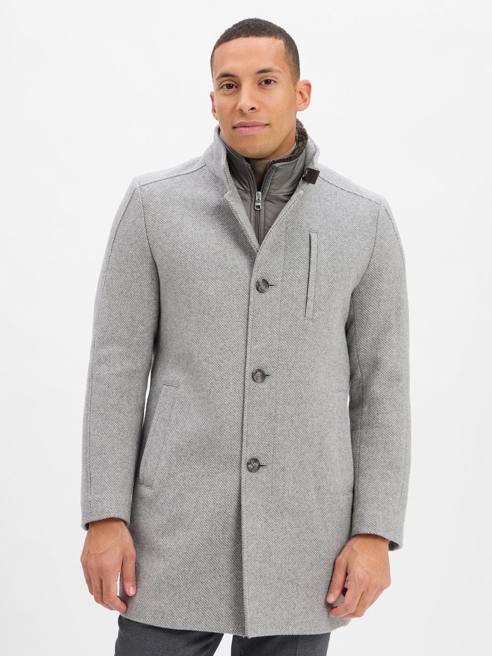 Thumbnail - Cinque Wollmantel Herren Wolle grau meliert, 56