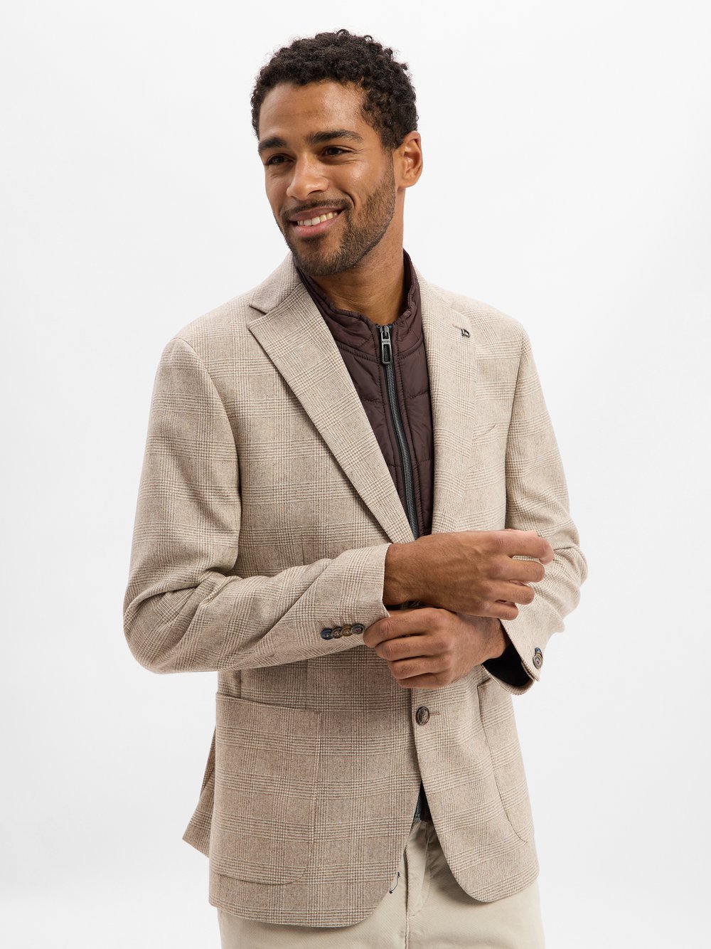 Digel Sakko mit Schurwollanteil Herren Modern Fit Schurwolle beige gemustert, 27