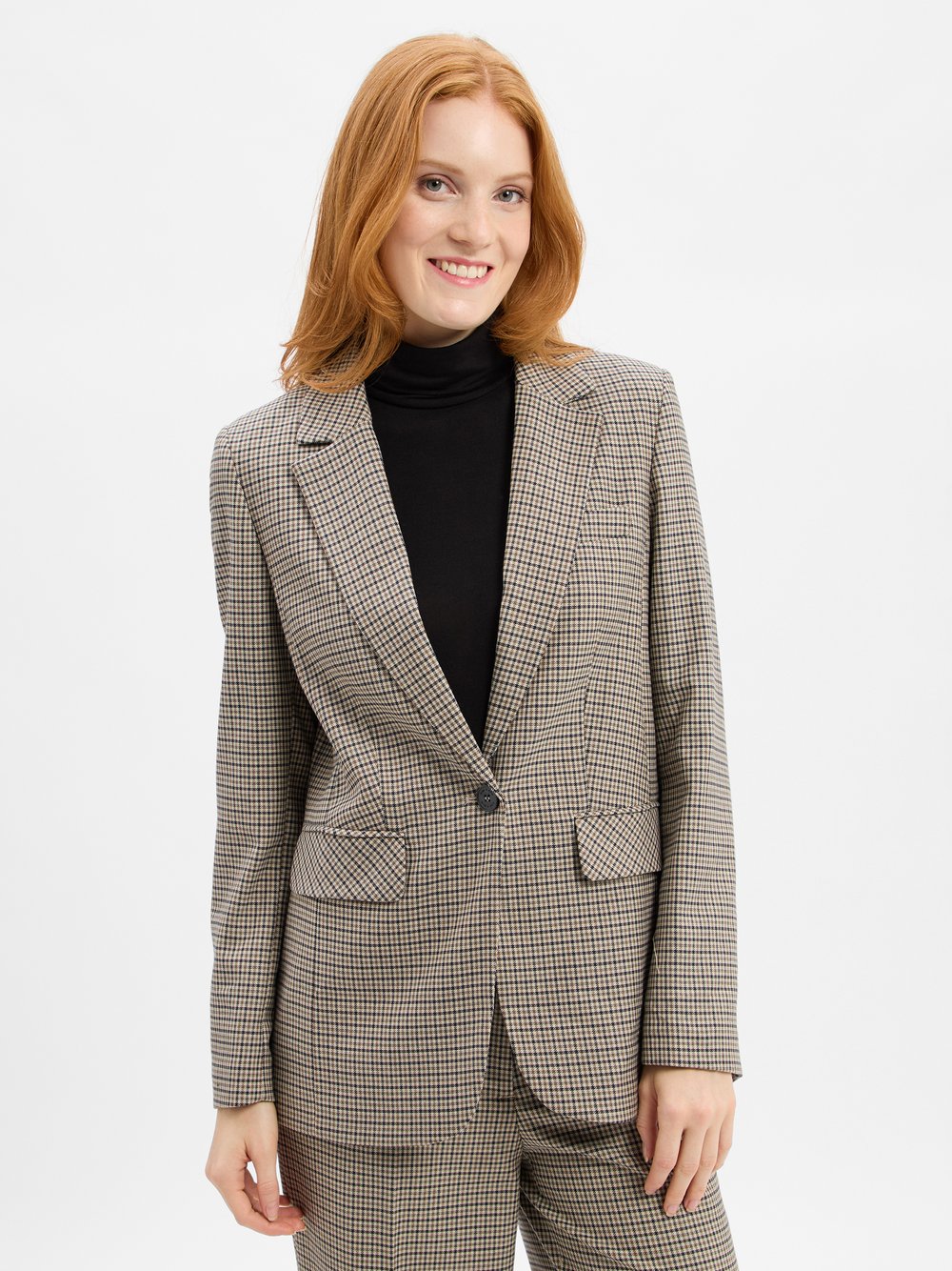 More & More Blazer Damen beige kariert, 42