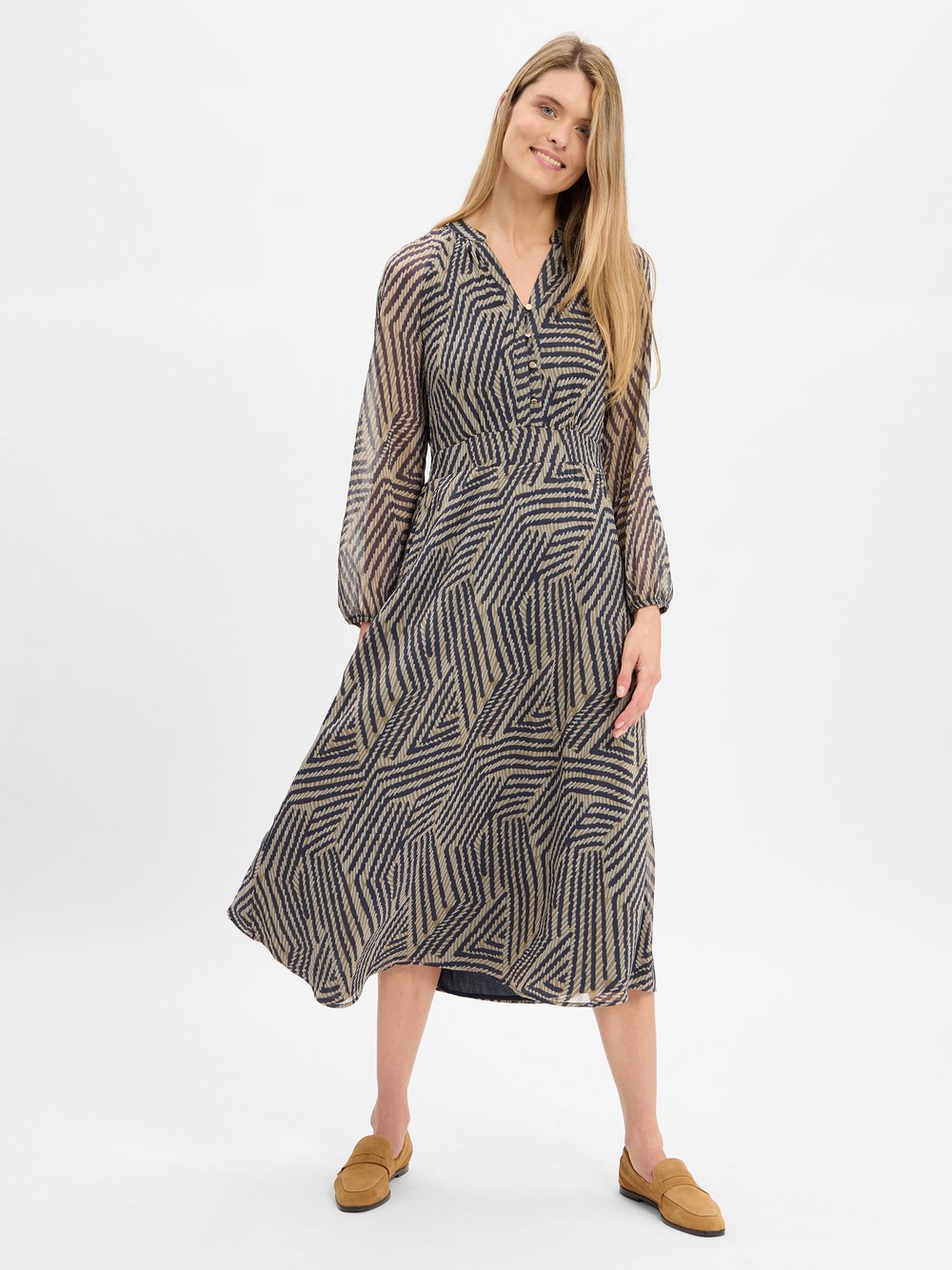 More & More Midikleid Damen Chiffon mehrfarbig gemustert, 38