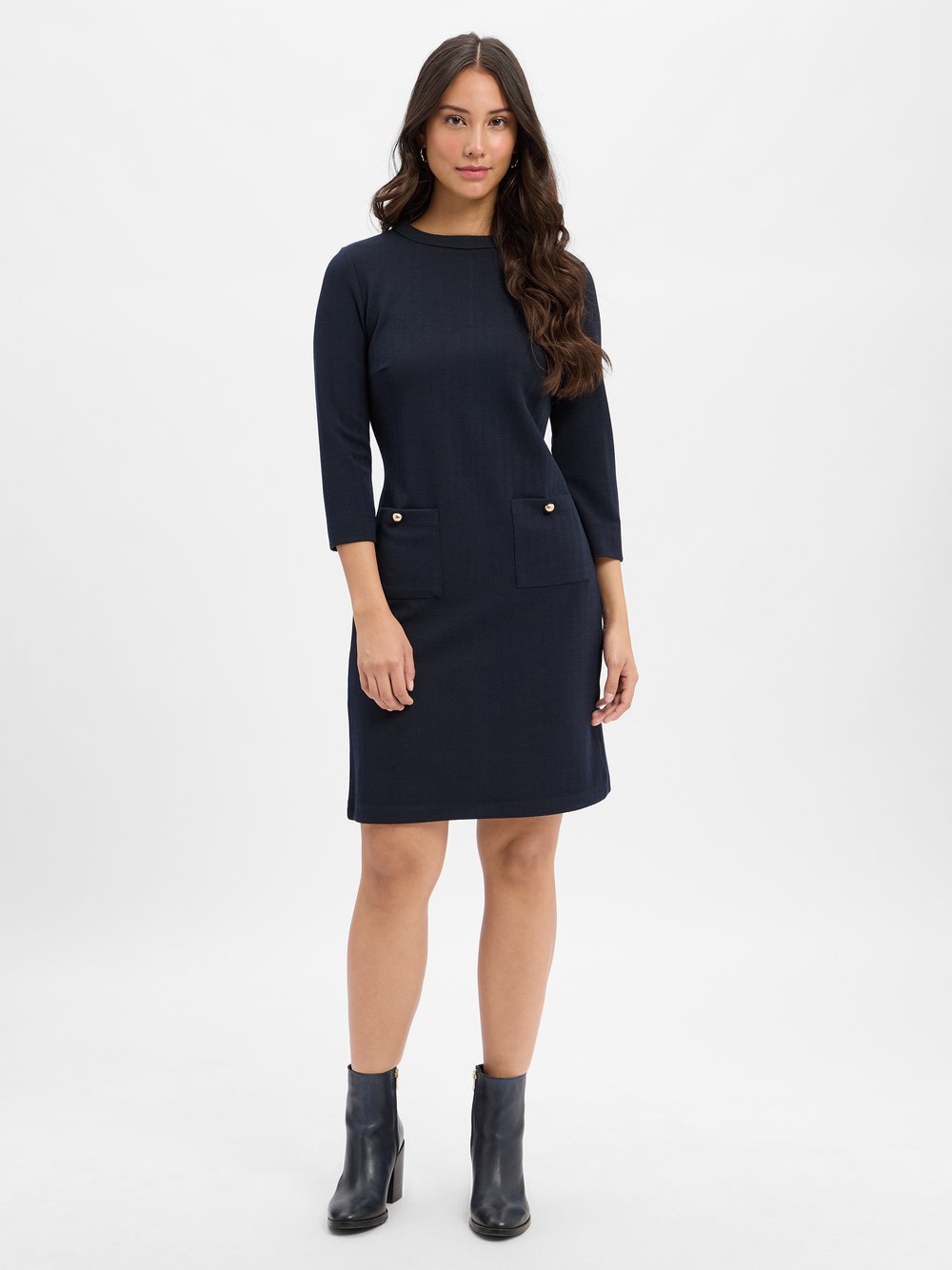 Thumbnail - More & More Jerseykleid Damen blau strukturiert, 34