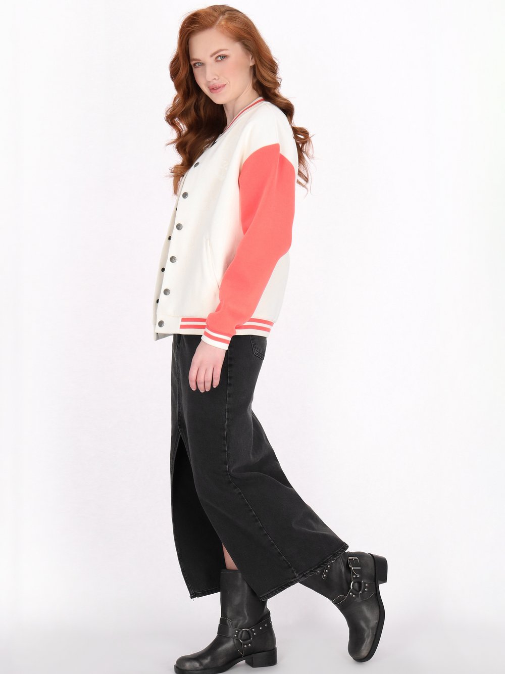 Dreimaster Jacke Damen Baumwolle weiß gemustert, XS