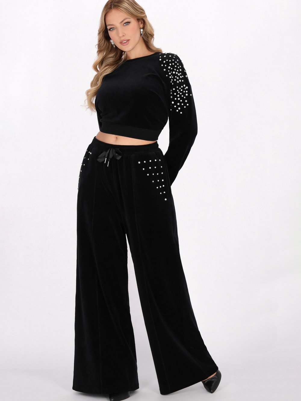 Faina Sweatshirt Damen Baumwolle schwarz, XS