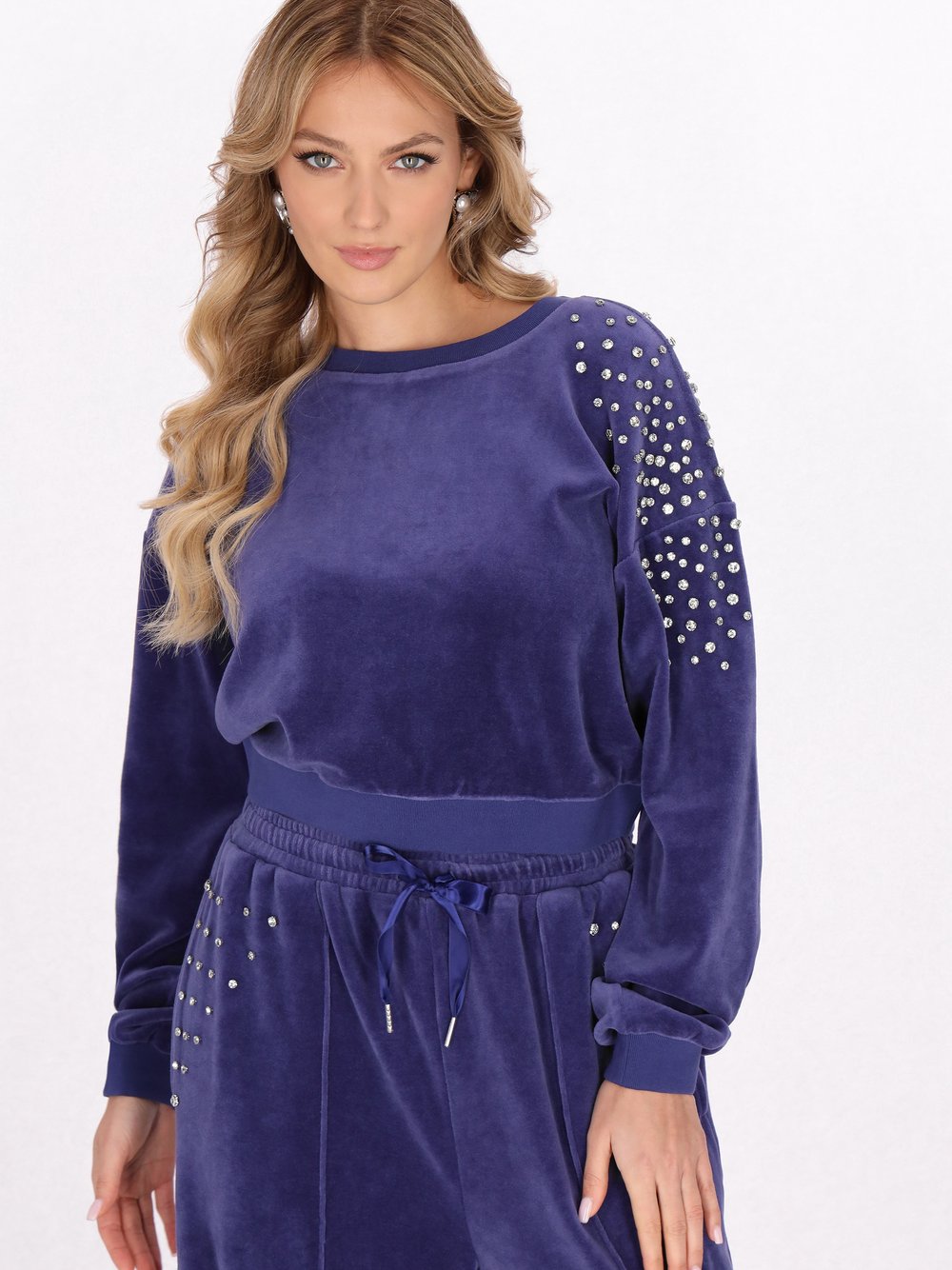 Faina Sweatshirt Damen Baumwolle blau, XS