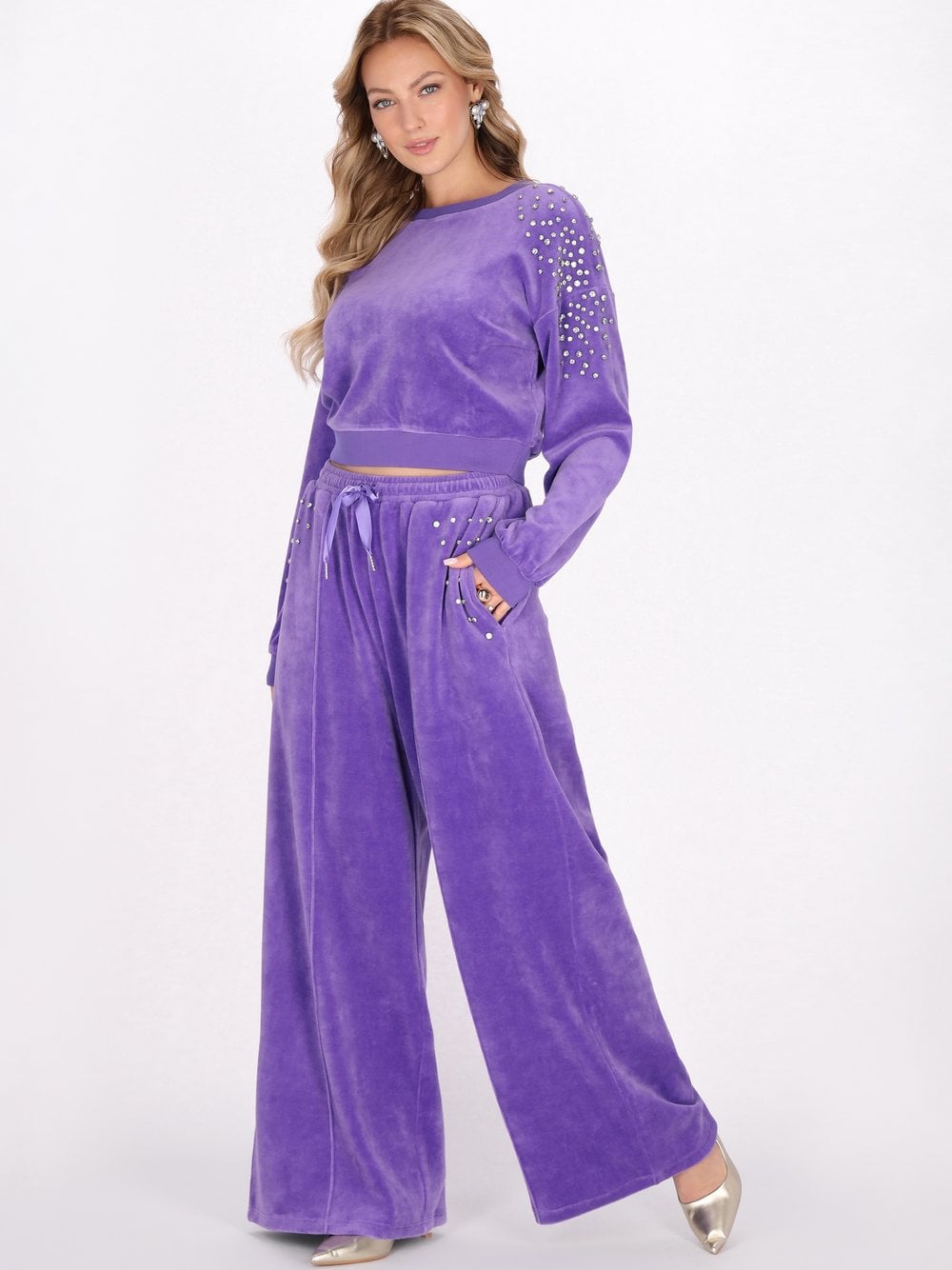 Thumbnail - Faina Sweatshirt Damen Baumwolle lila, XL