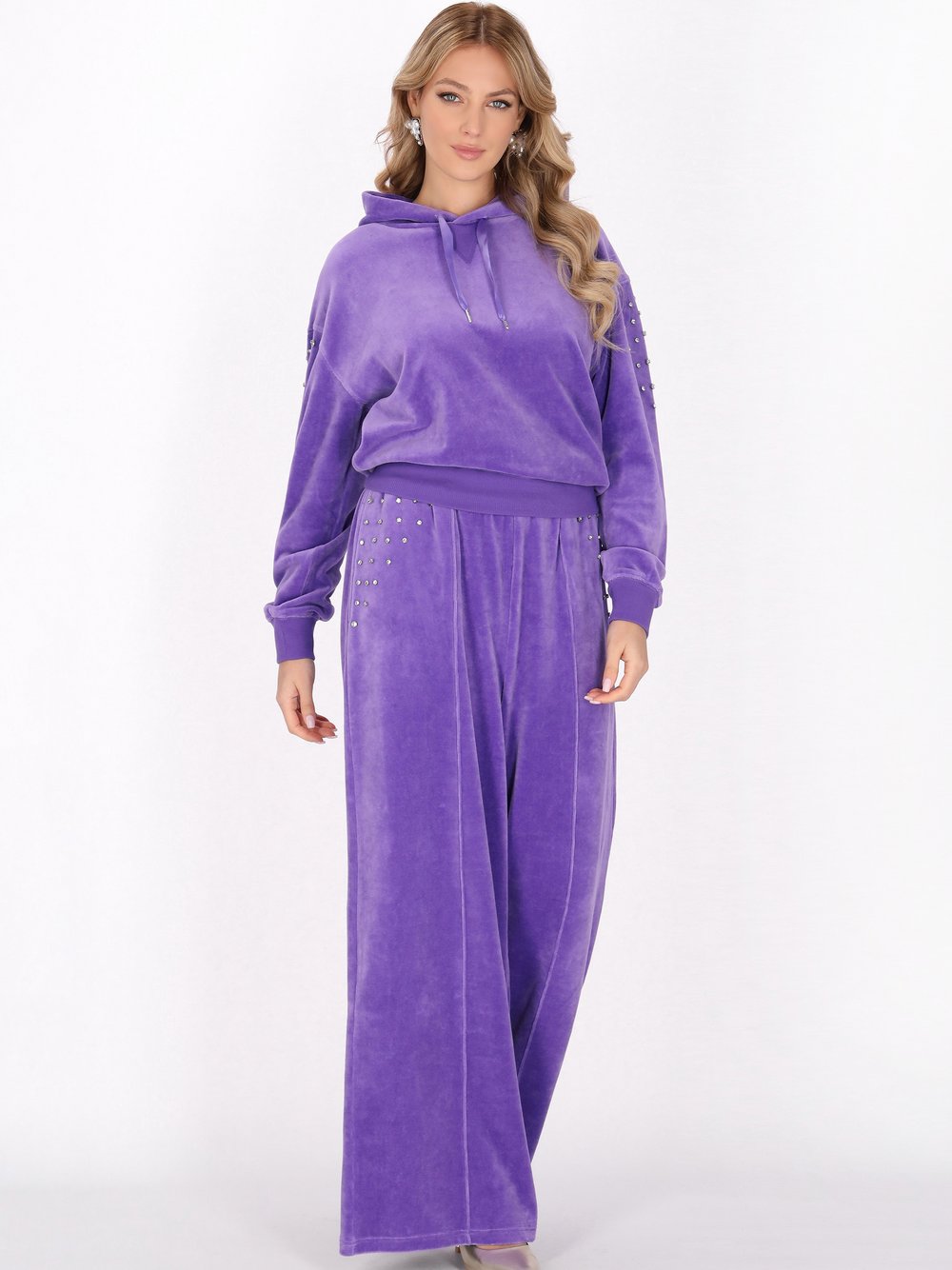 Thumbnail - Faina Kapuzenpullover Damen Baumwolle lila, S