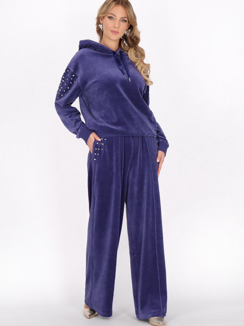 Faina Kapuzenpullover Damen Baumwolle blau, S