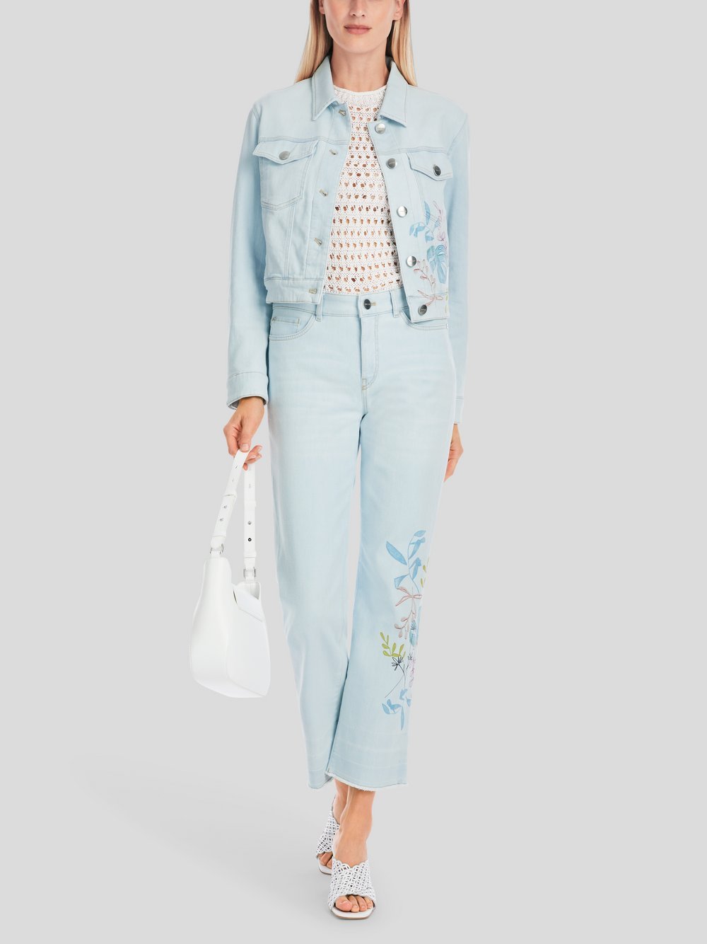 Marc Cain Jacke Damen Baumwolle blau gemustert, 34