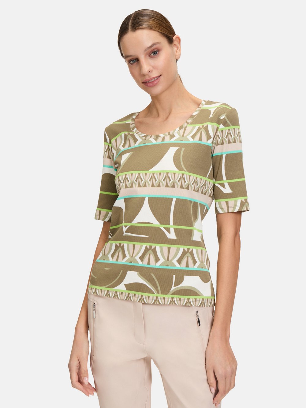 Betty Barclay Basic Shirt Damen Baumwolle grün gestreift, 36