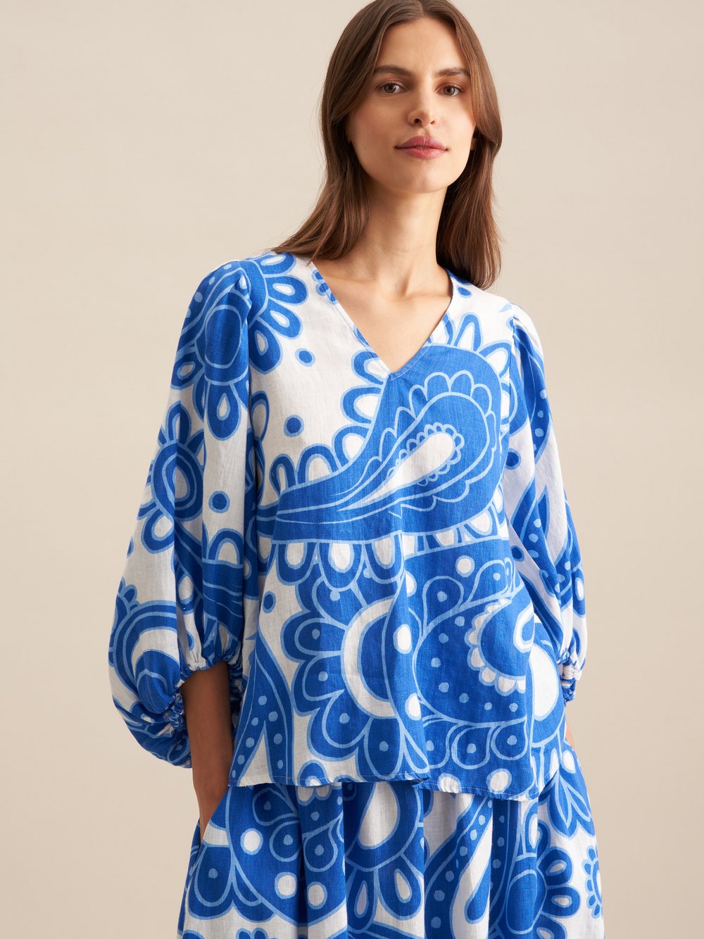 Thumbnail - Seidensticker Shirt Damen Baumwolle blau gemustert, 42