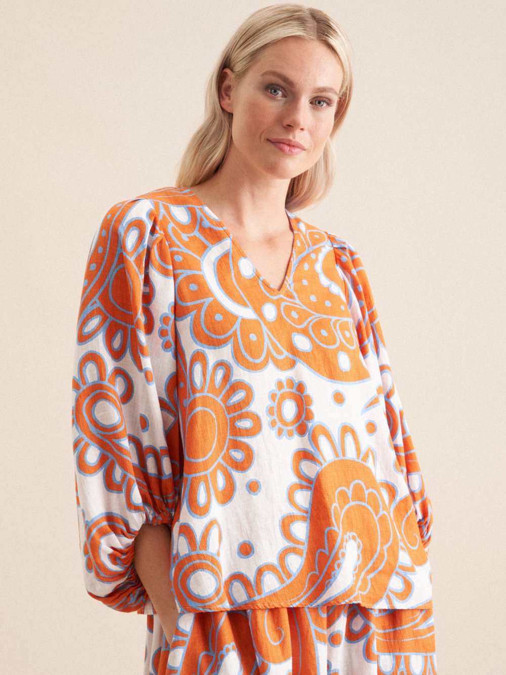 Seidensticker Shirt Damen Baumwolle orange gemustert, 34