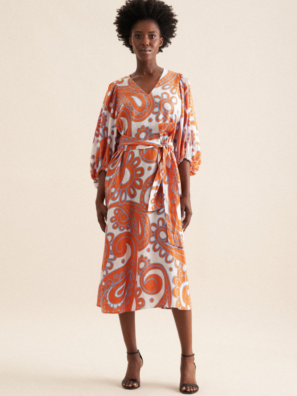 Seidensticker Kleid Damen Baumwolle orange gemustert, 40