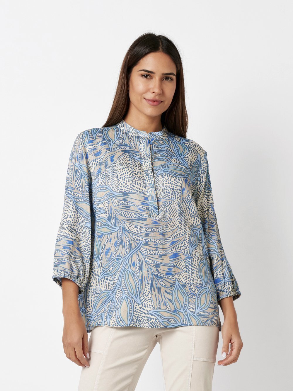 TONI Bluse Damen Viskose blau gemustert, 44