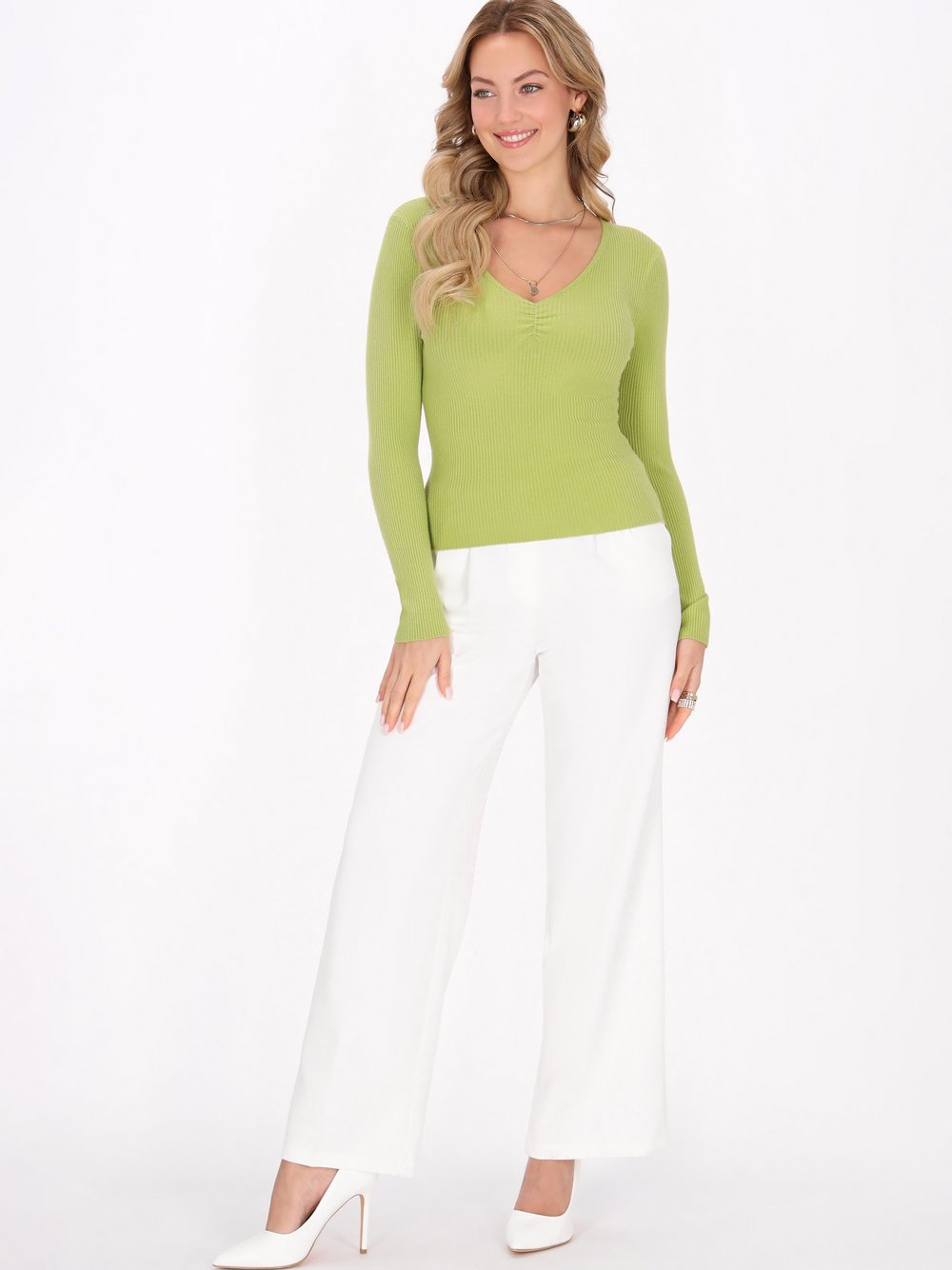 Thumbnail - Faina Pullover Damen Viskose grün, S