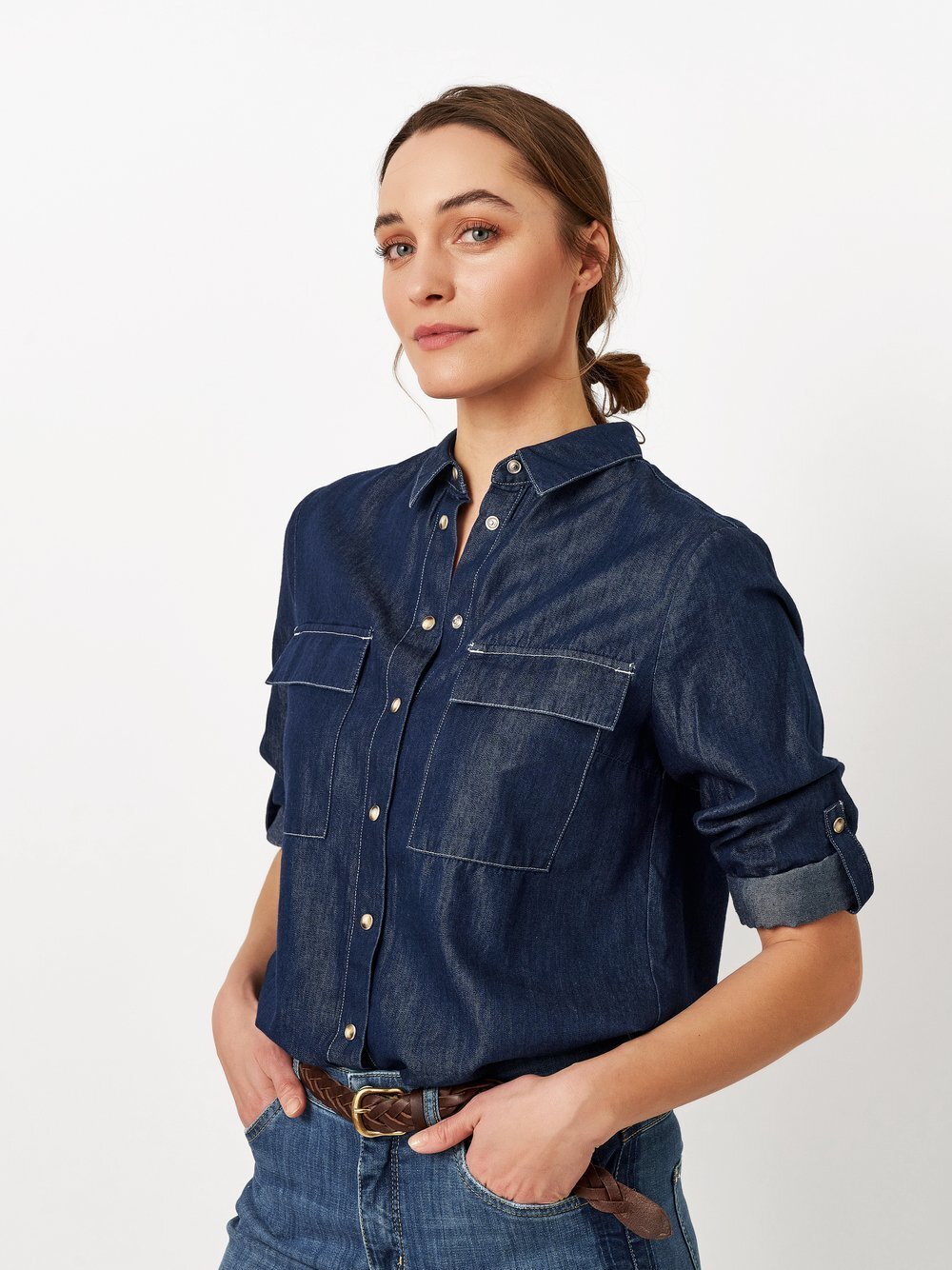 TONI Bluse Damen Baumwolle blau, 48