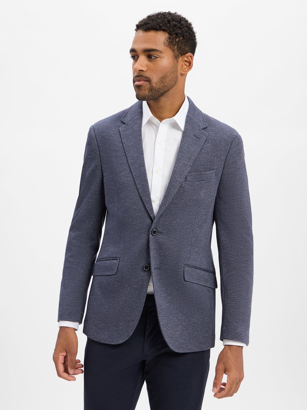 Pierre Cardin Sakko Herren Regular Fit Baumwolle blau meliert, 52