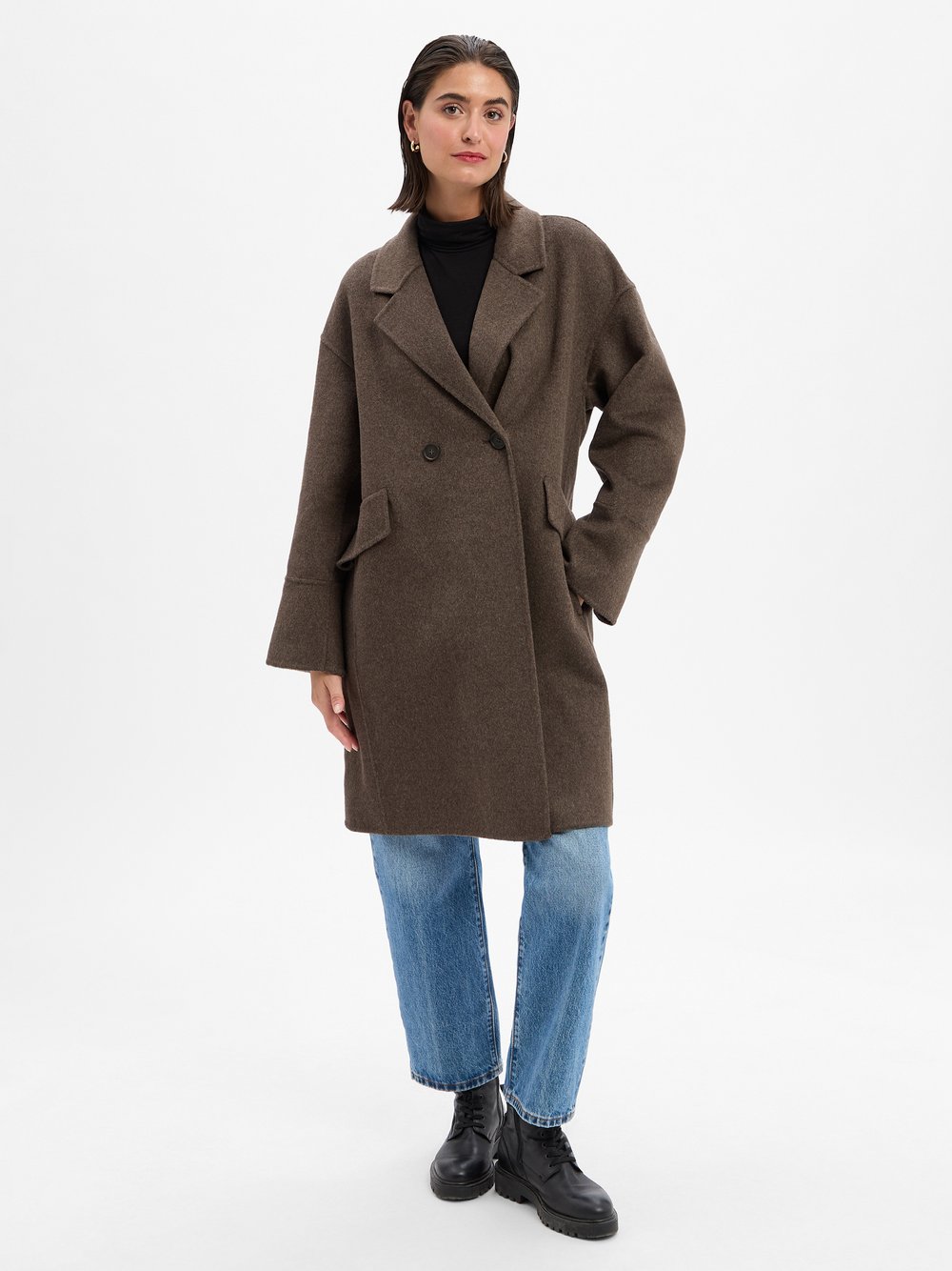 Opus Wollmantel Damen Wolle braun, 38