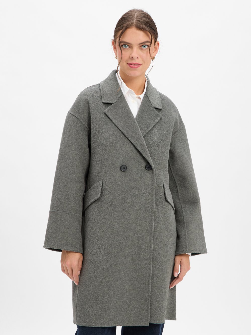 Opus Wollmantel Damen Wolle grau, 44