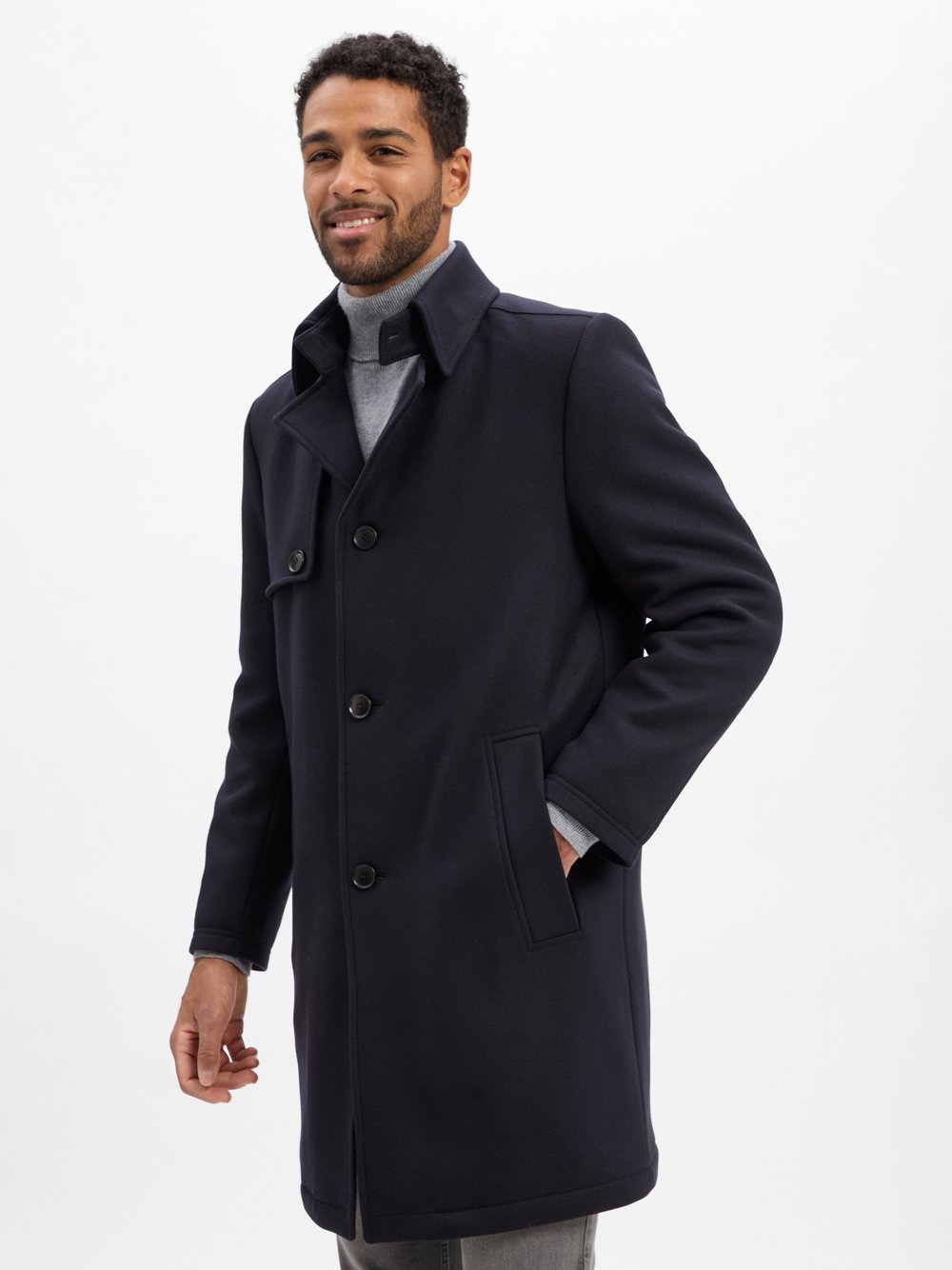 Drykorn Wollmantel Herren Schurwolle blau, 46