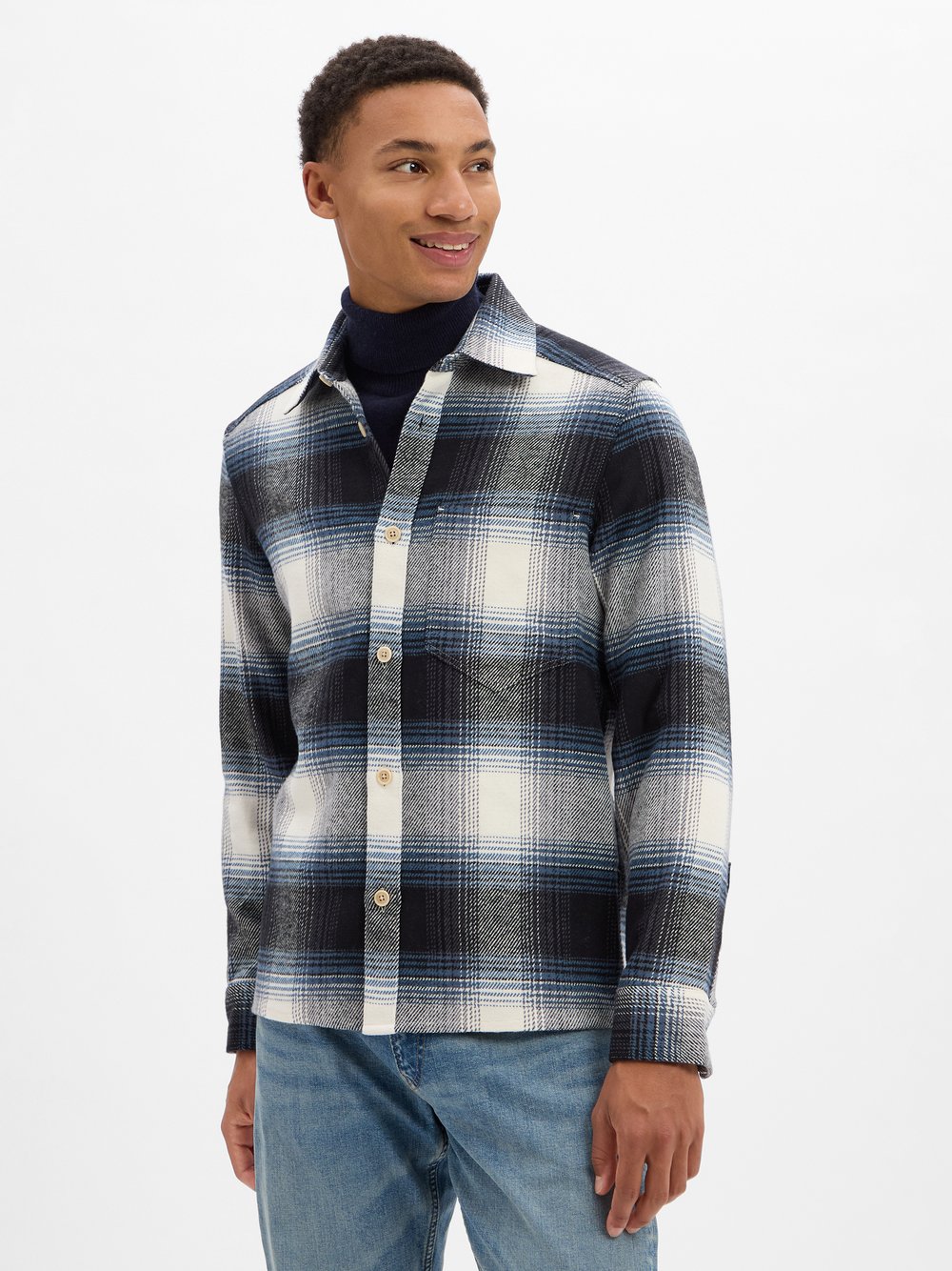 Drykorn Freizeithemd Herren Comfort Fit Baumwolle blau kariert, L