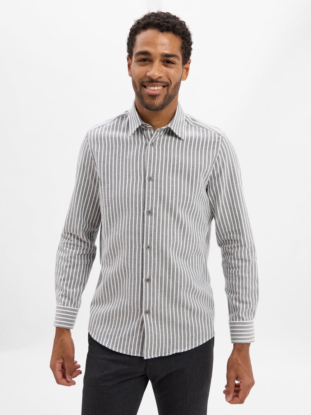 Drykorn Freizeithemd Herren Comfort Fit Baumwolle grau gestreift, S