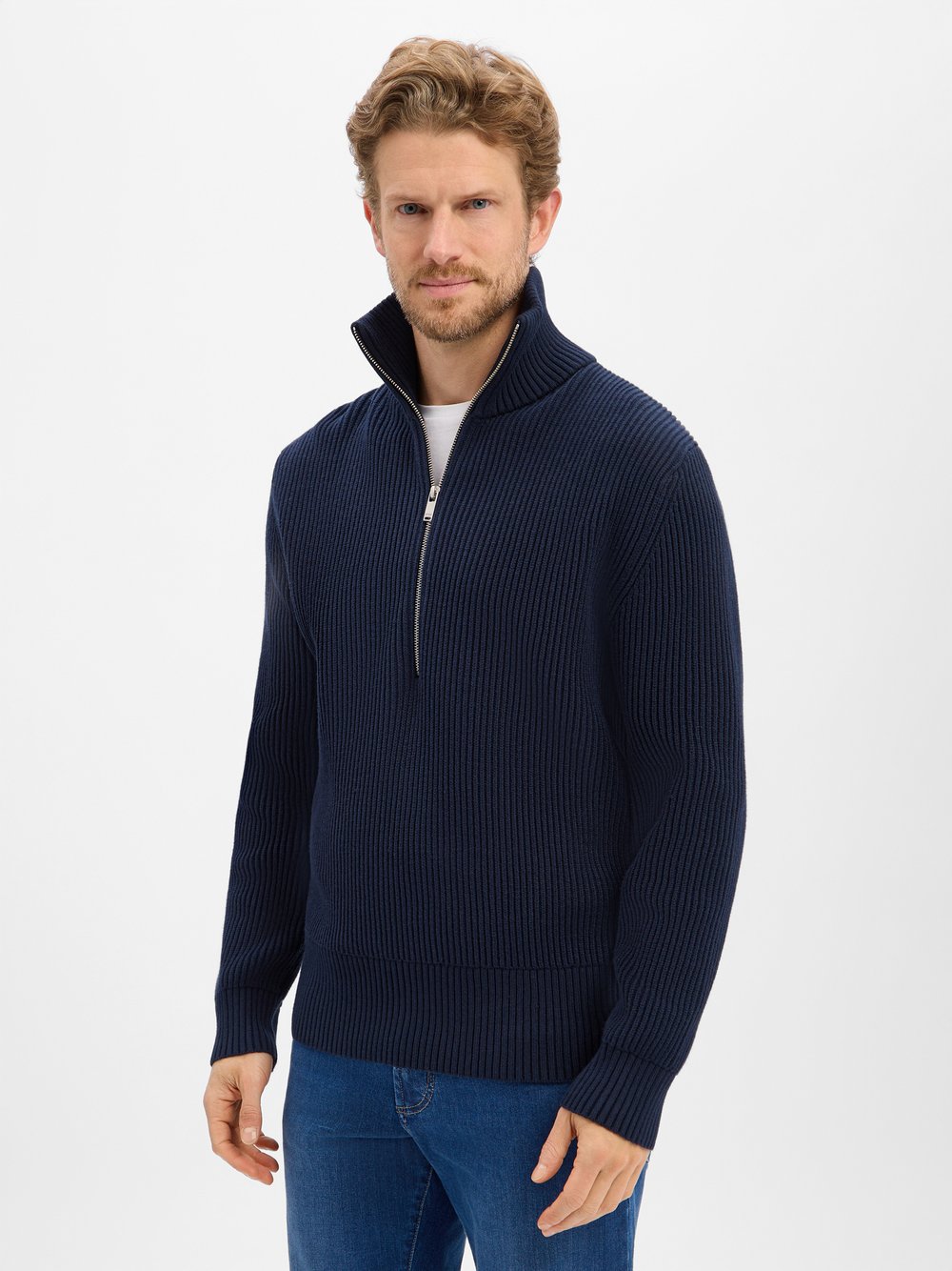 Thumbnail - Drykorn Strickpullover Herren Rippe blau, XL