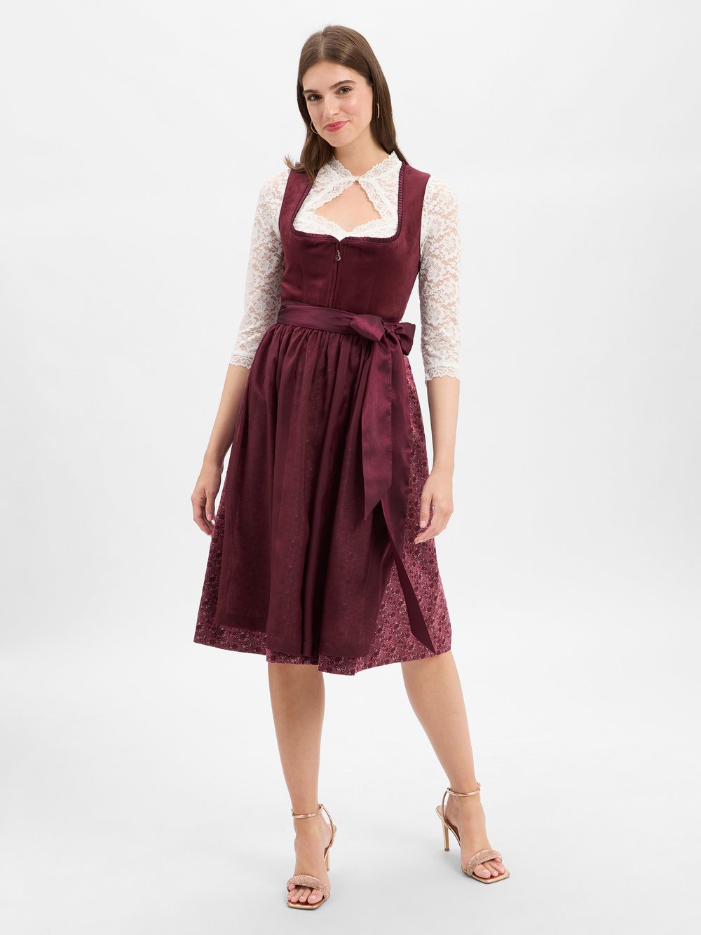 Krüger Dirndl Dirndl Damen Samt rot, 36