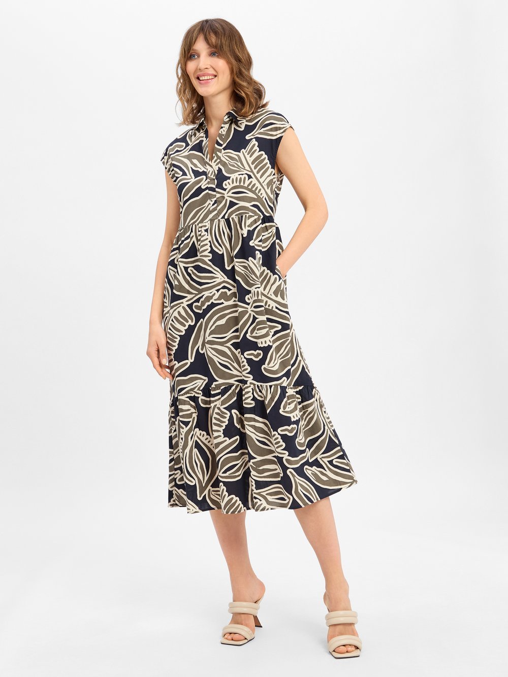 Opus Hemdblusenkleid Damen Baumwolle mehrfarbig gemustert, 40