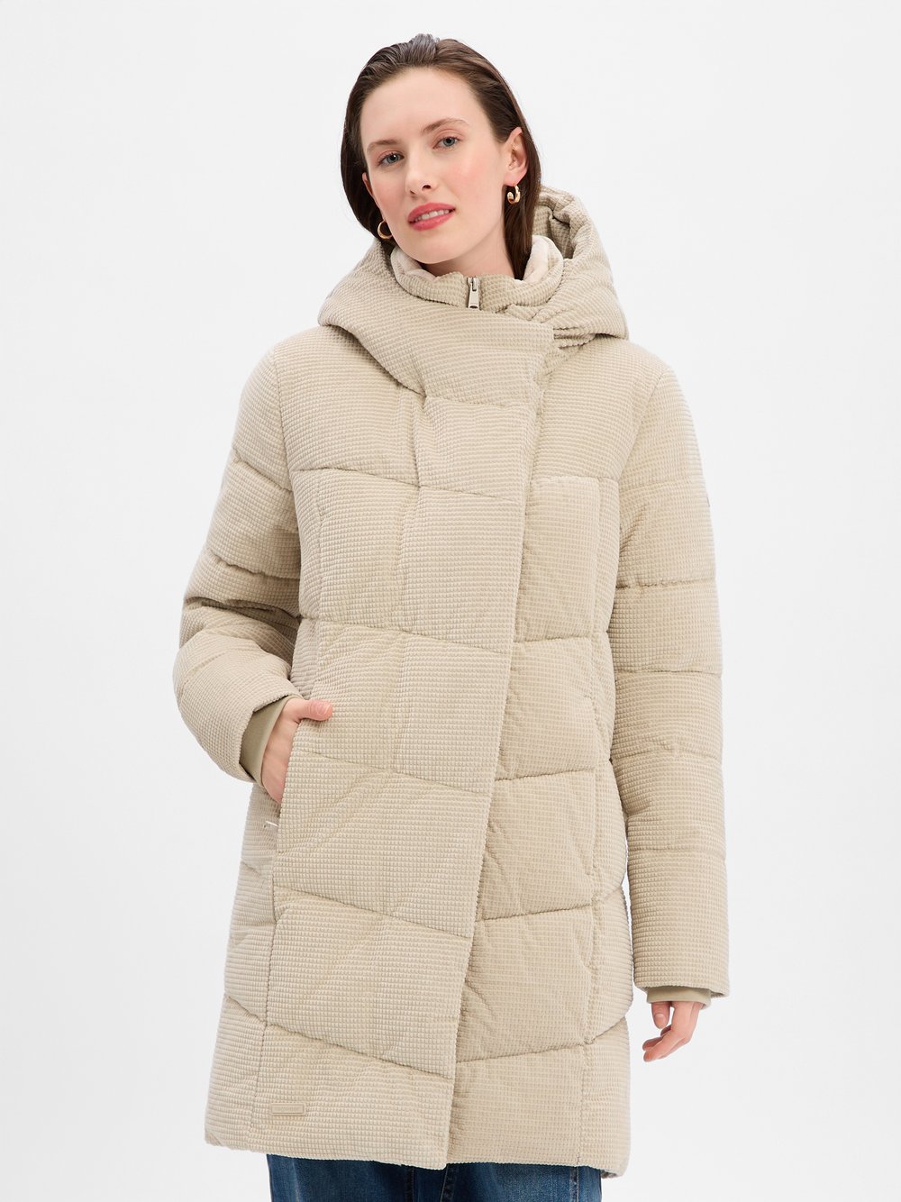 Ragwear Steppmantel Damen Baumwolle beige strukturiert, M