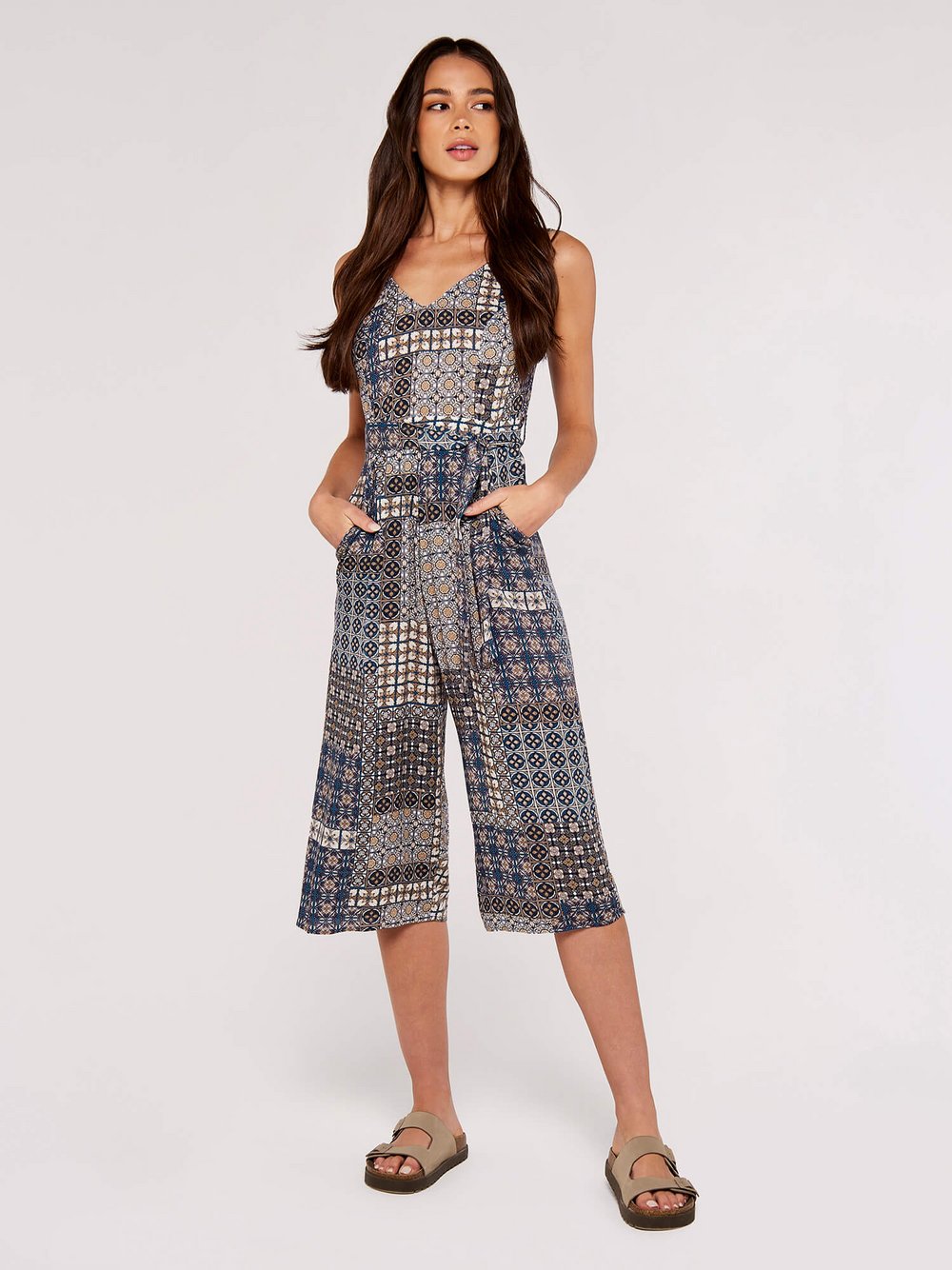 Thumbnail - Apricot Jumpsuit Damen Viskose blau gemustert, 34
