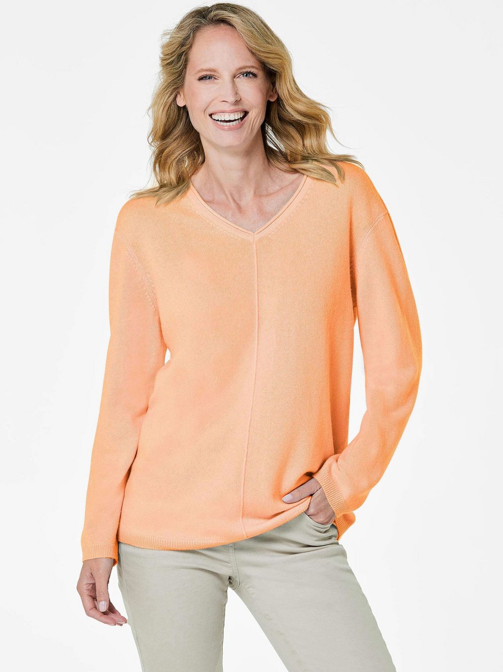 Goldner Kaschmirpullover Damen Cashmere orange, 50