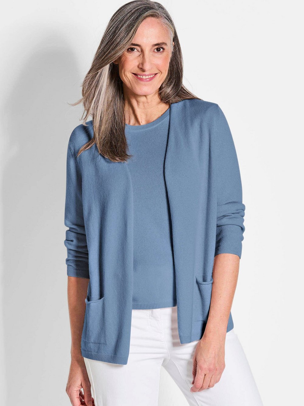 Goldner Kaschmirstrickjacke Damen Cashmere blau, 50