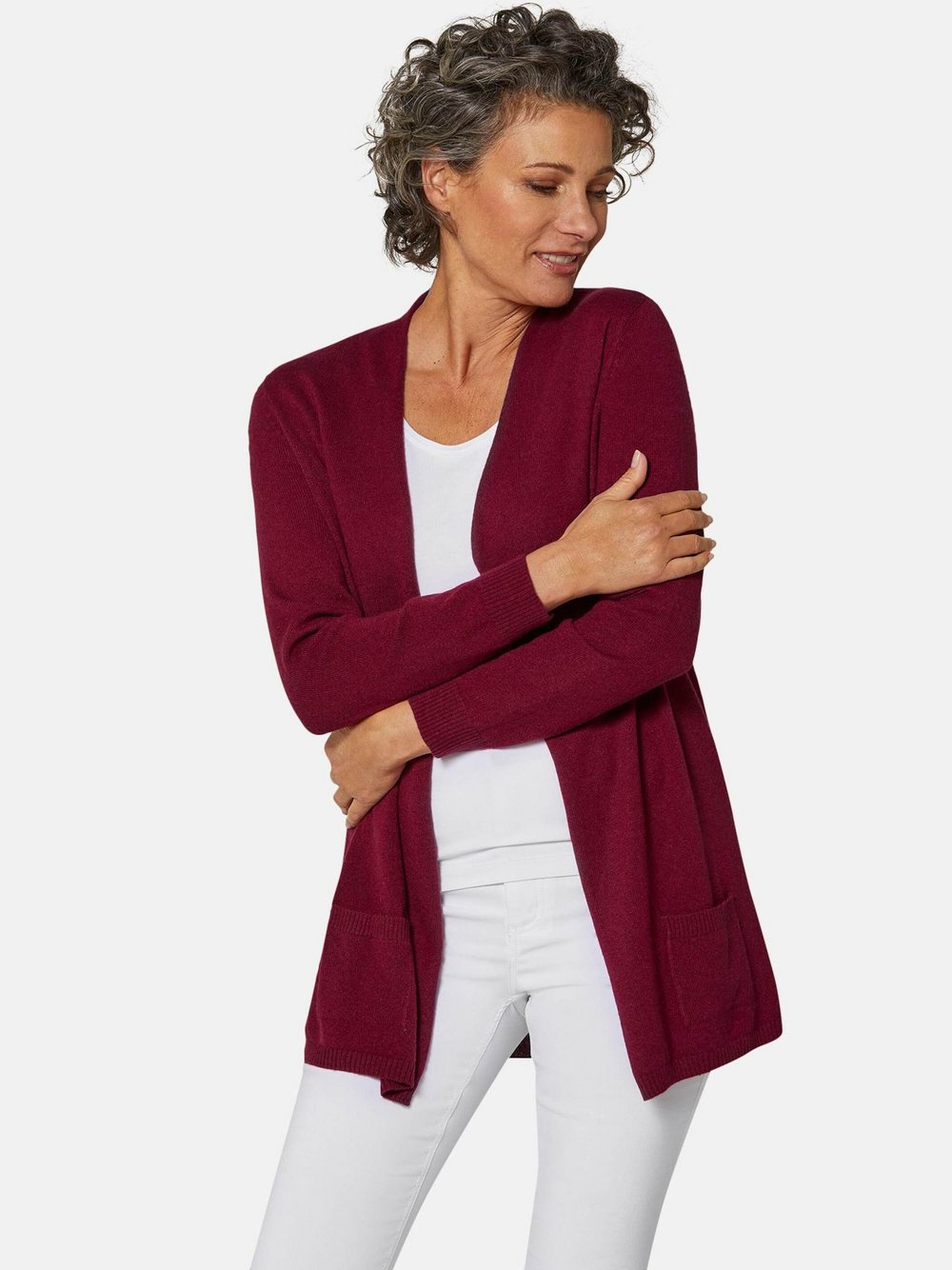 Goldner Kaschmirstrickjacke Damen Cashmere rot, 44