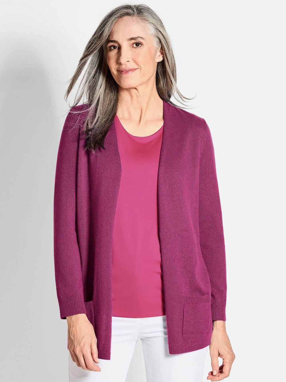 Goldner Kaschmirstrickjacke Damen Cashmere lila, 50
